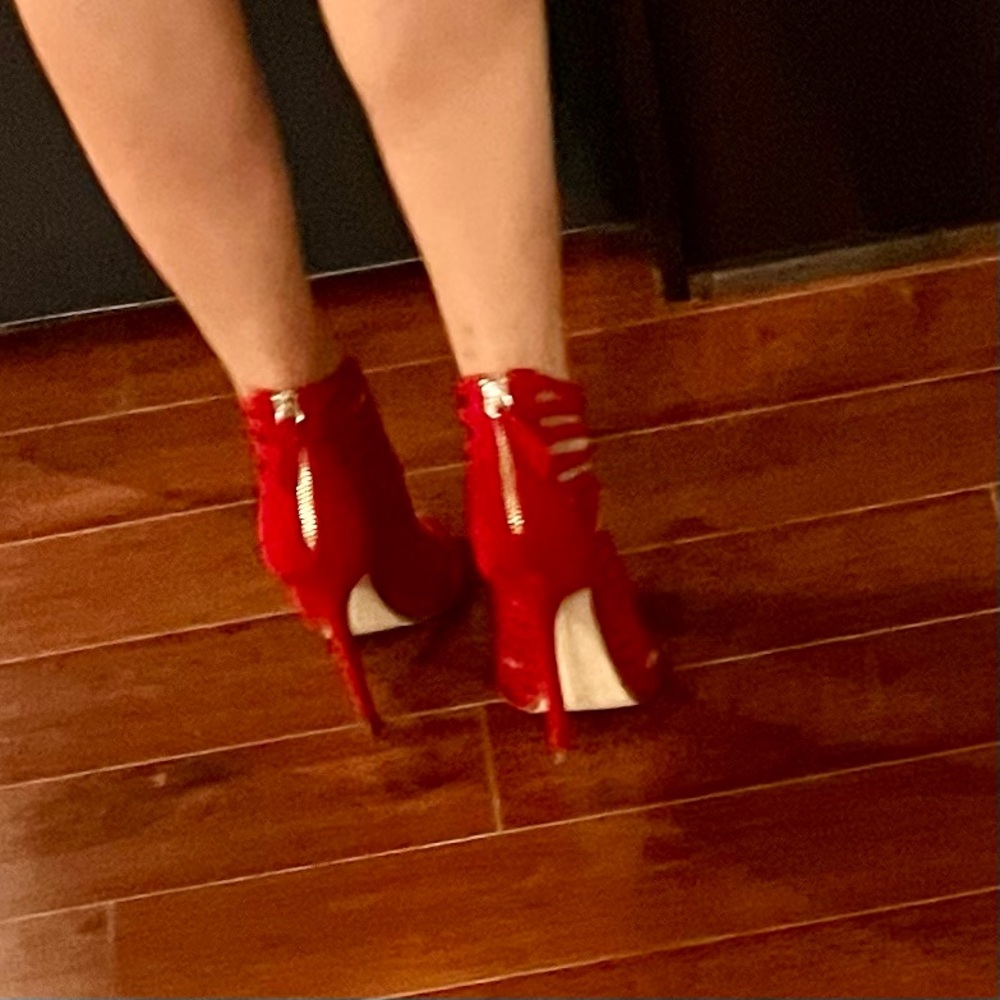 Zara red caged peep-toe stiletto heels - Picture 11 of 11